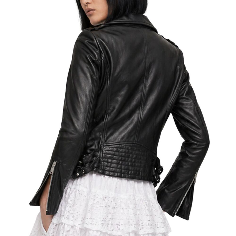 BCBG Generation Lamb Leather Moto Jacket Black Size M Zip Biker Chic NWOT - Picture 2 of 16